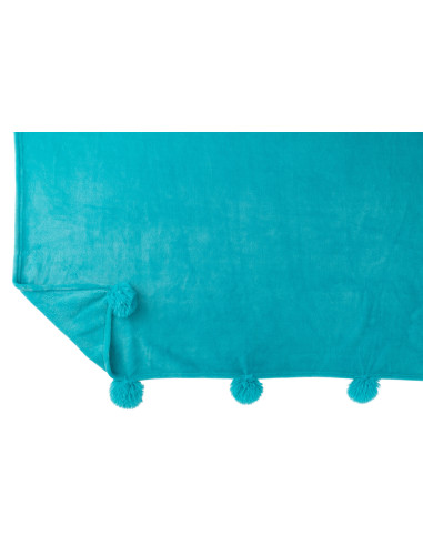 Carreaux en polyester avec pompon azurJ-Line