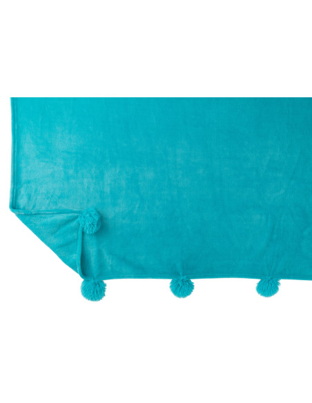 Carreaux en polyester avec pompon azurJ-Line