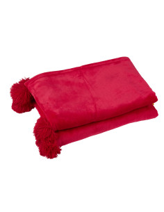 Carreaux en polyester fuchsia avec pompon.J-Line 2