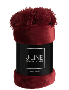 Tissu à carreaux en polyester rouge avec pomponJ-Line 2