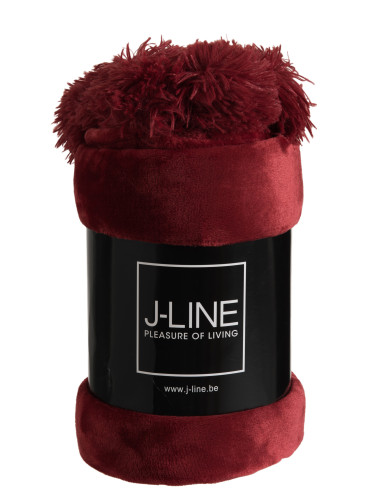 Tissu à carreaux en polyester rouge avec pomponJ-Line