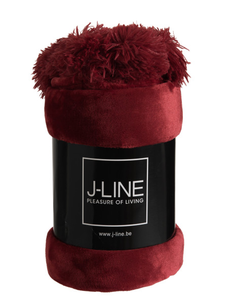 Tissu à carreaux en polyester rouge avec pomponJ-Line