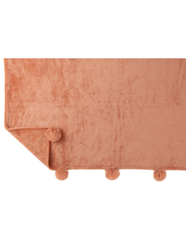 Tissu à carreaux en polyester avec pompon en pêcheJ-Line