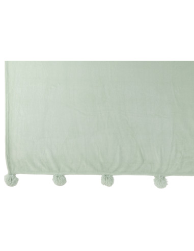 Tissu à carreaux en polyester avec pompon vert clairJ-Line