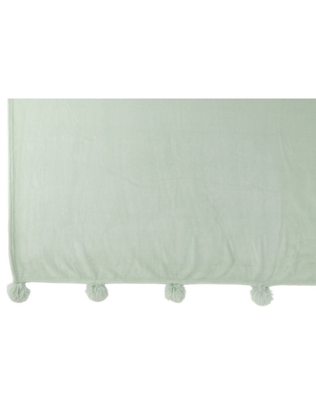 Tissu à carreaux en polyester avec pompon vert clairJ-Line