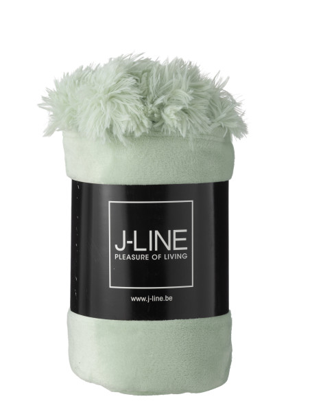 Tissu à carreaux en polyester avec pompon vert clairJ-Line
