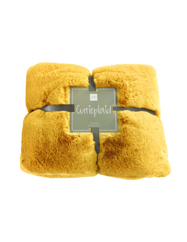 Plaid Cutie Polyester Ochre se traduit en français par "Carreau Mignon Polyester Ocre".J-Line