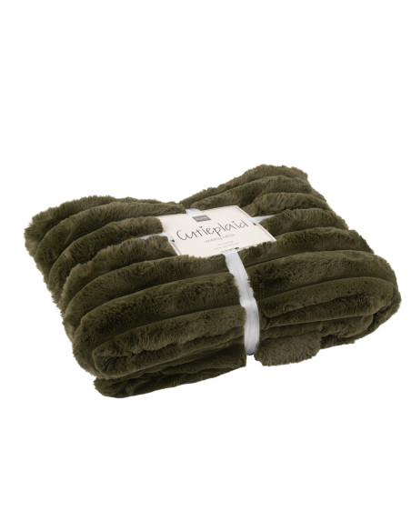 Tartan en velours côtelé large en polyester vert foncéJ-Line