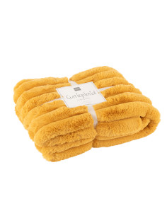 Carreaux en velours côtelé polyester ocreJ-Line