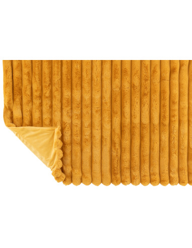 Carreaux en velours côtelé polyester ocreJ-Line
