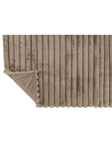 Tissu à carreaux en velours côtelé polyester taupeJ-Line