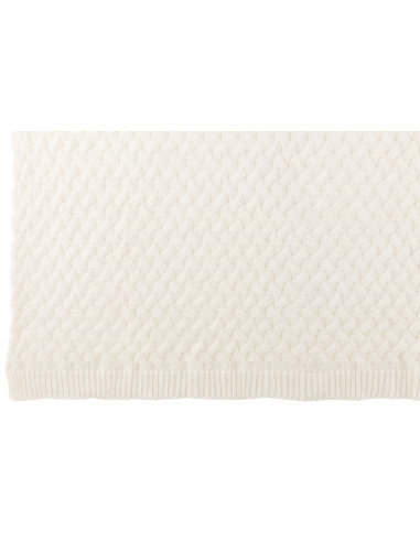 Plaid tricoté en acrylique blancJ-Line