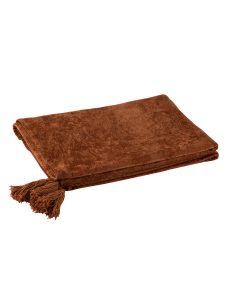 Tissu à carreaux en coton rouille à pomponsJ-Line Tissu à carreaux en coton rouille à pomponsJ-Line