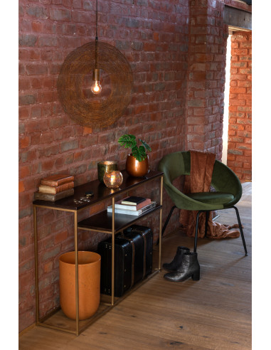 Tissu à carreaux en coton rouille à pomponsJ-Line