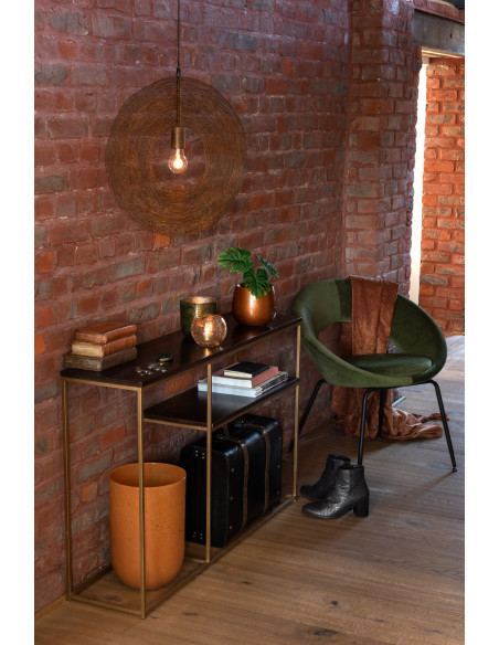 Tissu à carreaux en coton rouille à pomponsJ-Line Tissu à carreaux en coton rouille à pomponsJ-Line