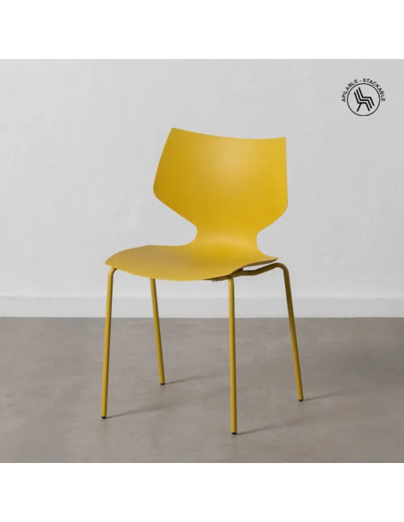 Lot de 4 chaises en polypropylene jaunes