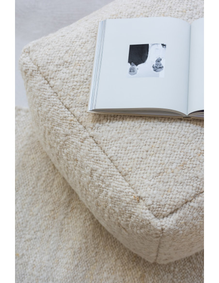 Pouf Carré Pois Laine CrèmeJ-Line Pouf Carré Pois Laine CrèmeJ-Line