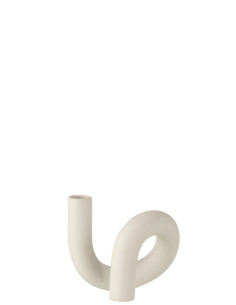 Porte-bougie Torsion 1 Bougie en Céramique BlancheJ-Line