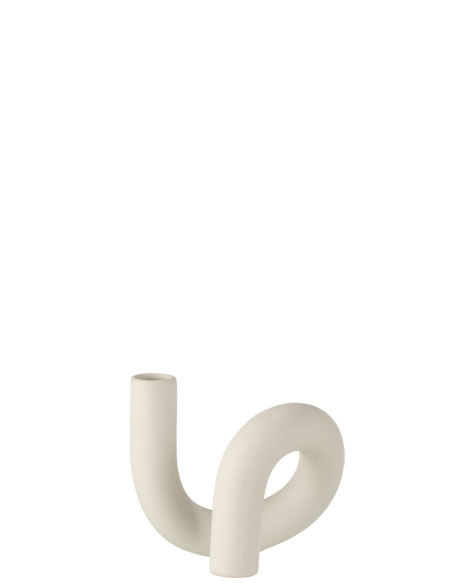 Porte-bougie Torsion 1 Bougie en Céramique BlancheJ-Line