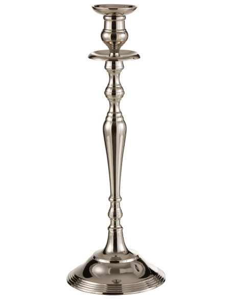 Porte-bougie classique en aluminium argenté grandJ-Line