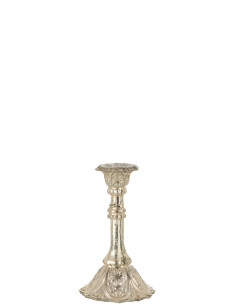 Porte-bougie en verre oriental argenté de taille moyenneJ-Line