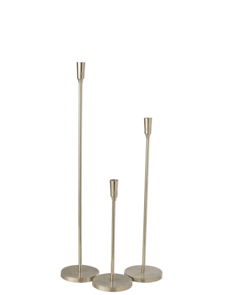 Bougeoir en métal argenté grandJ-Line