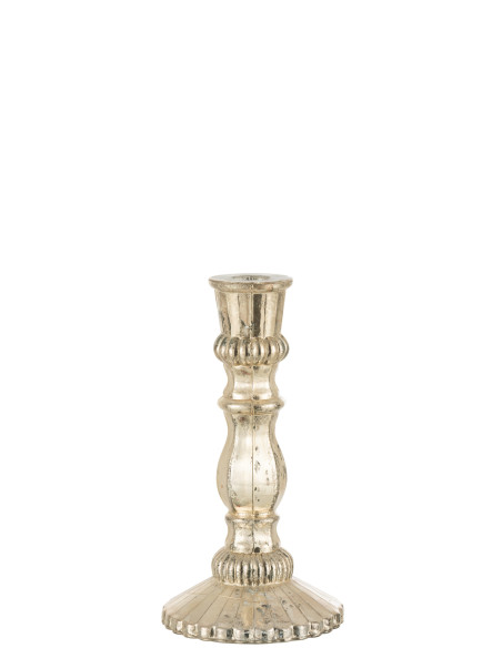 Porte-bougie en verre oriental argenté grandJ-Line