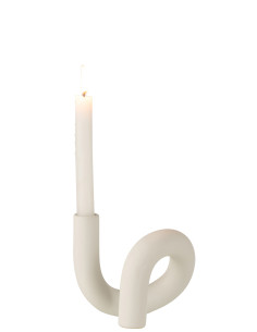 Porte-bougie Torsion 1 Bougie en Céramique BlancheJ-Line 2