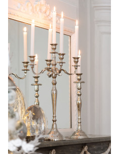 Porte-bougie classique en aluminium argenté grandJ-Line 2