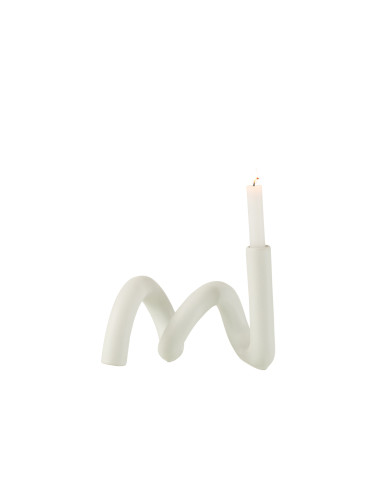 Porte-bougie Twist 1 Bougie en Céramique BlancheJ-Line