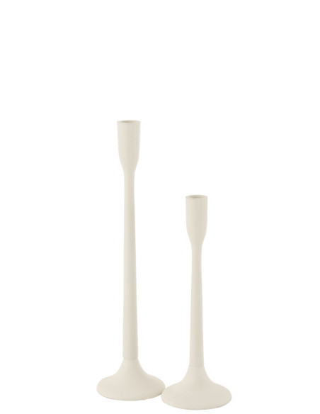 Porte-bougie en métal blanc mat grandJ-Line