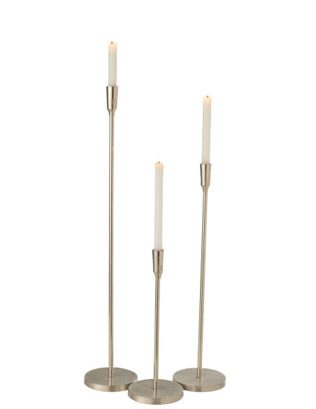 Bougeoir en métal argenté grandJ-Line