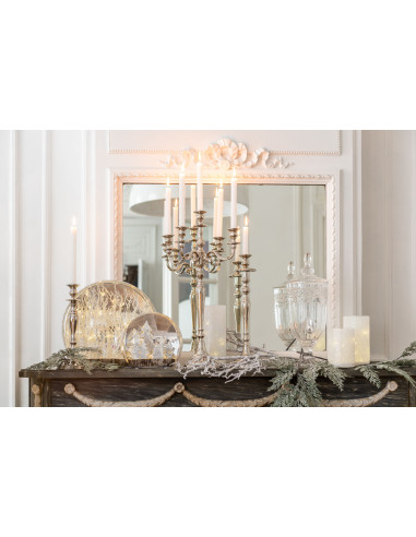 Porte-bougie classique en aluminium argenté grandJ-Line