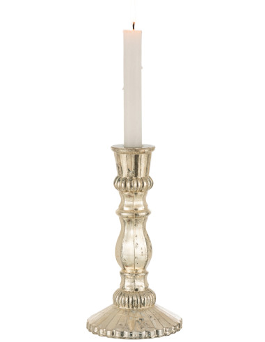 Porte-bougie en verre oriental argenté grandJ-Line