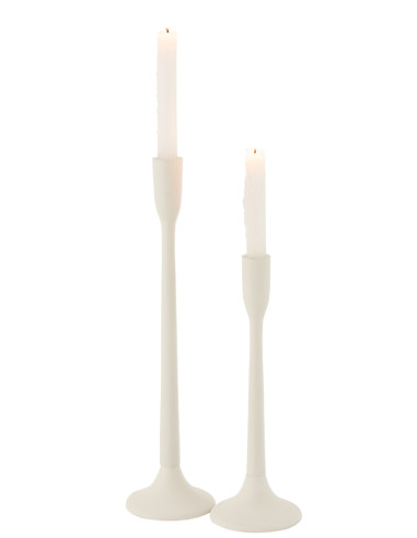 Porte-bougie en métal blanc mat grandJ-Line