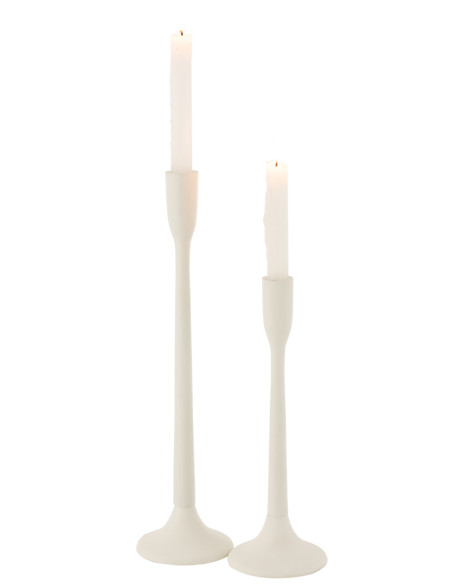 Porte-bougie en métal blanc mat grandJ-Line