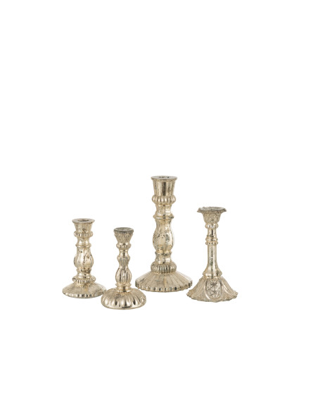 Porte-bougie en verre oriental argenté grandJ-Line