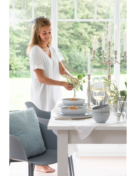 Porte-bougie classique en aluminium argenté grandJ-Line