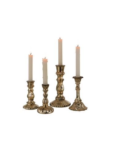 Porte-bougie en verre oriental argenté grandJ-Line