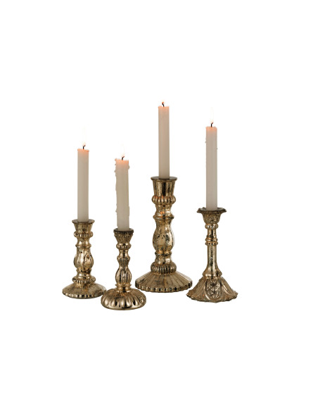 Porte-bougie en verre oriental argenté grandJ-Line