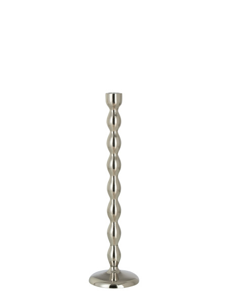 Bougeoir sphère en aluminium brillant argenté grandJ-Line