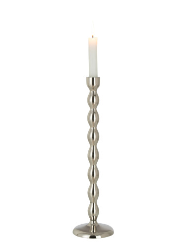 Bougeoir sphère en aluminium brillant argenté grandJ-Line