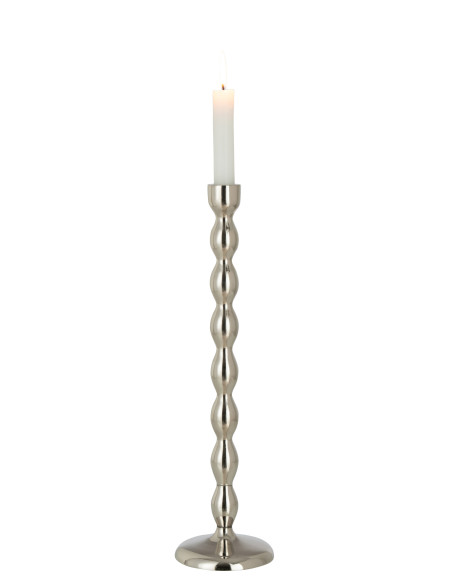 Bougeoir sphère en aluminium brillant argenté grandJ-Line