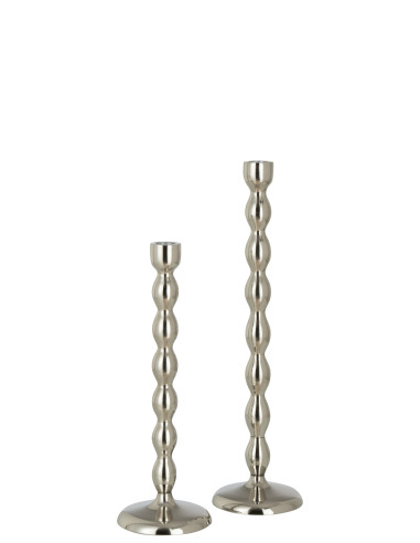 Bougeoir sphère en aluminium brillant argenté grandJ-Line