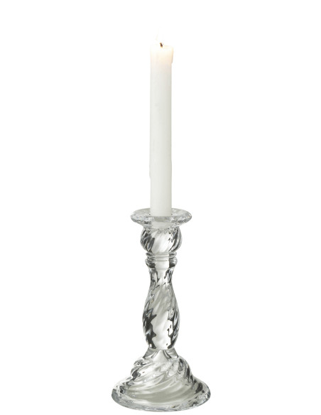 Porte-bougie en verre transparent moyen NonoJ-Line