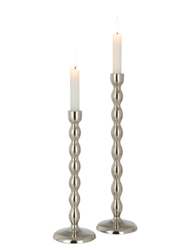 Bougeoir sphère en aluminium brillant argenté grandJ-Line