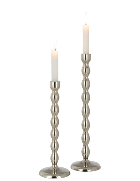 Bougeoir sphère en aluminium brillant argenté grandJ-Line