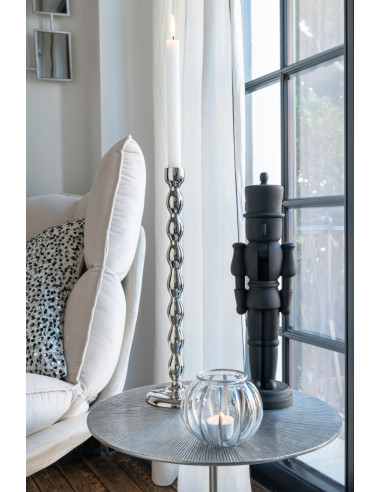 Bougeoir sphère en aluminium brillant argenté grandJ-Line