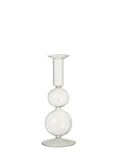 Porte-bougie 2 sphères en verre transparent grandJ-Line