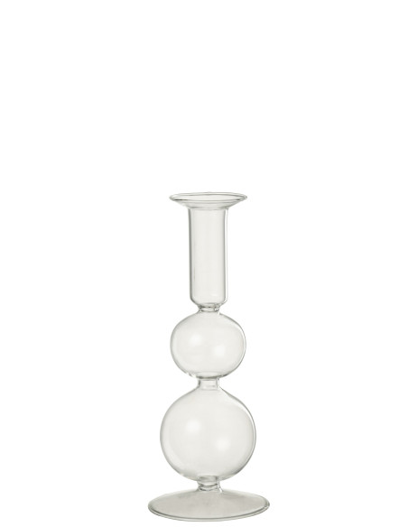 Porte-bougie 2 sphères en verre transparent grandJ-Line